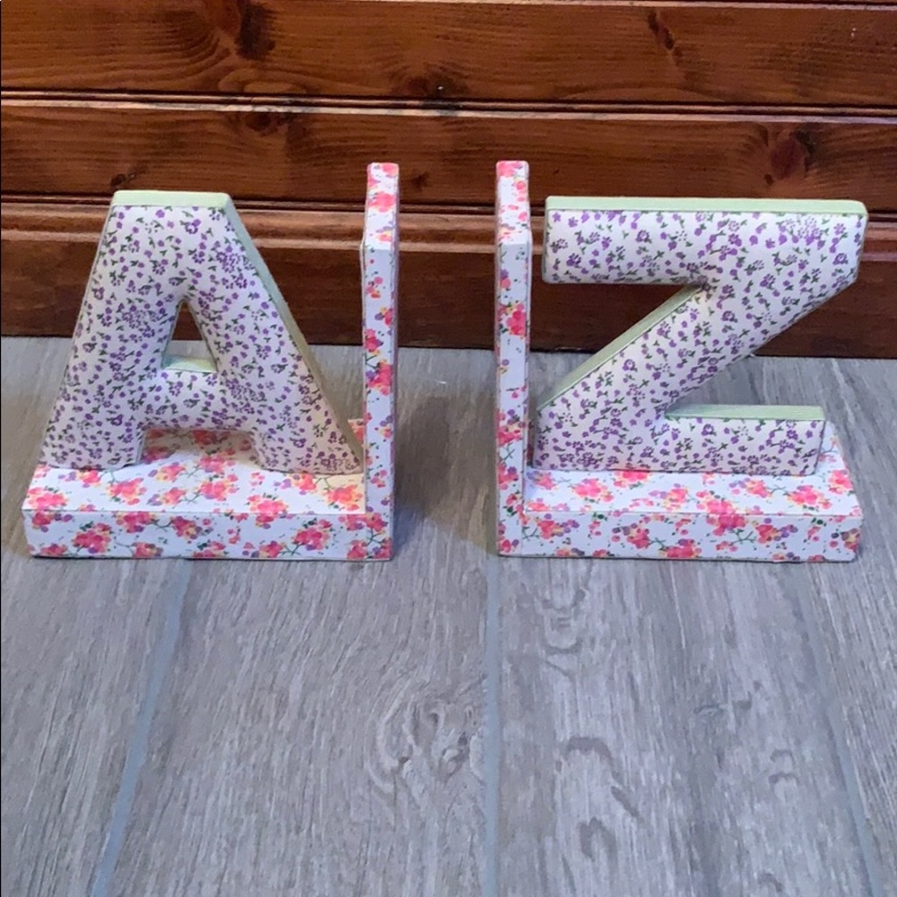 Pottery Barn Kids Floral Bookends - Pink and Purple